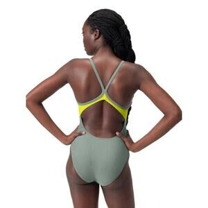 Women's Solid Racerback One Piece Green Sz S